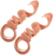 FRCOLOR 2pcs Clip in Hair Extensions Long Wavy Curly Hairpieces for Women Discreet Pink Highlights for Parties and Unique Styles Reusable Fashion Accessories