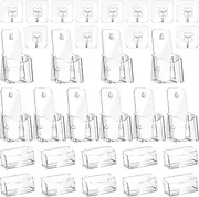 10 Pcs Clear Acrylic Brochure Holder Booklet Display Stand Holder 10 Pcs Plastic Business Card Holder Desktop Business Card Stand 12 Pcs Adhesive Hooks for Wall Office Tabletop Desk Magazine Document