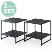 Zinus Bedside Tables – Set of 2 in Black Wood with Black Frame – Perfect for a Chic Lounge Look