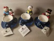 HOMCO Home Interiors Christmas Snowman Candle Holders Set of 3 Retire New in Box