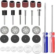 Glarks 94Pcs Sanding Drum and Cutting Wheel Kit, 80/120/240 Grit Drum Sander Sanding Sleeves with Drum Mandrels, Circular Saw Blades, Resin Cutting Discs, Diamond Cutting Wheels with Screwdrivers Set