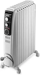 [De'Longhi] Dragon 4 Electric Oil Column Heater TRD42400MT, 11 Fin Home Heater for Medium to Large Rooms, Long-Lasting Heat, Safety Thermostat, 3 Power Settings, 24-Hour Timer, 2400W, White