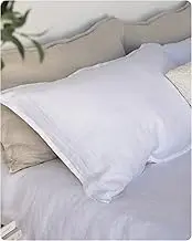 XZ XIFA 100% French Linen Pillowcases Set of 2 (Standard Queen Size 20"x30", White)