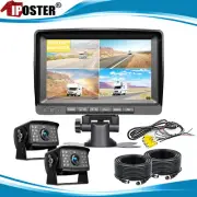 7" IPS Screen Quad Monitor DVR 2x 4 PIN AHD 1080P Rear View Camera 12-24v Truck