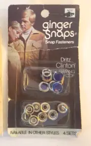 Vintage Ginger Snaps Deep Blue Snap Fasteners Dritz Clinton New Old Stock