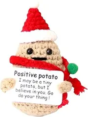 qyqkfly 1pcs Mini Cute Funny Positive Life Potato Tomato Eggplant Onion Cute Animals Creative Knitted Holding Card Crochet Birthday Christmas Girls Gift Party Decor