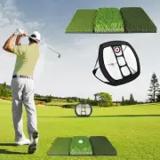 Foldable Golf Hitting Mat + Training Net, Portable Tri-Turf Mat & Golf Chippi...