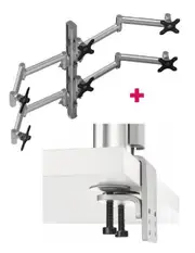 Atdec AWMS-6-13717 Hex Monitor Mount + 750mm Post / 12kg (26.5lb) Flat Screens, 10kg (22lb) Curved Screens + Heavy-Duty F Clamp Desk Fixing, Silver