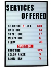NEW CHANGEABLE LETTERS WINDOW MESSAGE MENU BOARD PRICE SIGN NIB