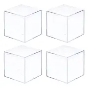 4 x Clear Acrylic Storage Box Cube Display Case Container with Lid 8.1x8.1x8.1cm