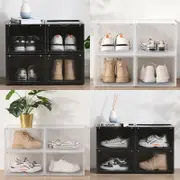 Nelio 4 Pack Premium Sneaker Shoe Display Box (Clear, Black)