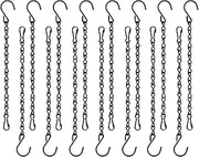 15 Pack Hanging Chains - 10 Inch Metal Chains with Hooks Clips for Bird Feeders, Billboards,Wind Chimes,Planters Lanterns and Ornaments- Garden Plant Hangers - Outdoor Hanging Basket Chain（Black）