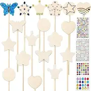 Princess Fairy Wand Kit - DIY Magical Crafts With Wooden Wands, Gem Stickers, Moon and Butterfly Designs - Make Your Own Princess Wand for Girls