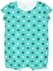 [miaozhen] Kids New-Born Baby Girls Rompers Ruffled Sleeve Girl Jumpsuit Romper Cotton Infant Outfit 12M Trendy Polka Dot Turquoise White vestidos de, Cyan Polka Dot Ocean Blue