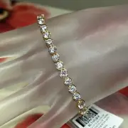Bella Luce Cubic Zirconia YGP Sterling Silver S Bar Tennis Bracelet 14 Ctw 8.2”