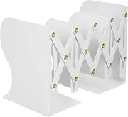 Nisorpa Adjustable Bookends, Metal Book Ends Expandable Shelves for Heavy Books, Magazine Files Organizer for Desk, Office and School (White)