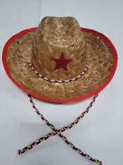 Vintage Children's Western Straw Costume Cowboy/Cowgirl Sheriff Hat with Star