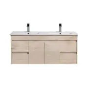Local Made Vanity Angora-Oak Wall Hung Vanity1200*460*550mm Double Bowl Ceramic