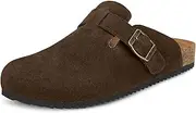 [Intini] Clogs Women's Men's Slippers with Footbed Leather Mules Garden Shoes Closed Comfortable Summer Sandals Slippers 36-46