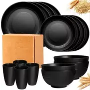 16 Piece Wheat Straw Dinnerware Set Shatterproof And Dishwasher Safe