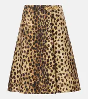[Valentino] Valentino Leopard-print wool midi skirt AU 14 multicoloured