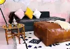 Ottoman Footrest Square Ottoman Footstool Pouffe 30'' Unstuffed Leather Moroccan