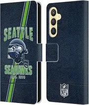 Head Case Designs Officially Licensed NFL Football Stripes Seattle Seahawks Logo Art Leather Book Wallet Case Cover Compatible with Samsung Galaxy S23 FE 5G