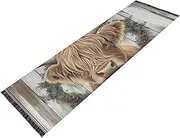 YXYZRMY Washable Runner Rug Highland Cow Love Retro - 2’ x 6’ Non Slip Runner Rug for Hallways Entryway Bedroom Floor Carpet Runner- Soft Thin Mat with Rubber Backing for Family Pet