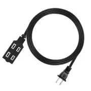 3-Outlet Indoor Extension Power Cord with Protection Outlet Cover 6 Feet Black
