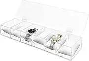 Ptaedex Watch Box Organizer for Men Women, 6 Slot Acrylic Watch Holder Display Case Organizer Jewelry Storage