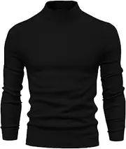 [Qolkmuiy-GJ] Men's Classic Turtleneck Pullovers Cable Knit Thermal Pullover Sweatshirt Casual Soft Twist Knitted Sweater