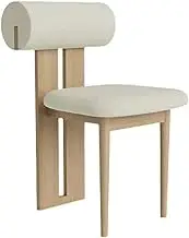 CVBFDB Solid Wood Dining Chair Medieval Dining Chair Light Luxury Nordic Dressing Chair Bedroom Makeup(White-Mountain peach7)