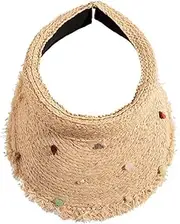 [HAMKVBPR] Women Visor Hat Sun Shade Hollow Top Cap Big Brim Straw Travel Summer Outdoor