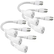 6 Pack White Short Power Extension Cord 6inch 3 Prong Mini Indoor Grounded Ext