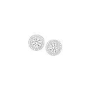 Sterling Silver Round Cubic Zirconia Cluster Stud Earrings in Clear