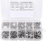 160pcs Stainless Steel SS304 Phillips Pan Head Screws Nuts Assortment Kit M2 M2.5 M3 M4 M5
