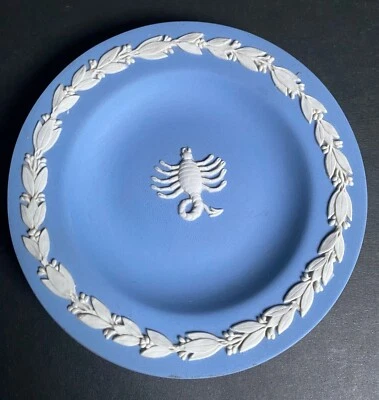 VTG Wedgwood Jasperware Zodiac Scorpio Pin Dish Blue 3.25" Made in England 1970