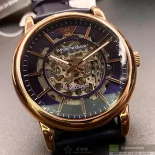 ARMANI手錶, 男女通用錶 42mm 玫瑰金圓形精鋼錶殼 雙面機械鏤空鏤空中三針顯示錶面款 AR00016