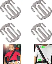 4 Pack Car Seat Straps Anti Escape Clips, Universal Safety Belt Adjusters for Comfort and Security, Thickened Zinc Alloy Seat Belt Positioners for Adults and Kids, 53×70mm Silver