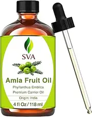 SVA Amla Oil - 4 Fl Oz – 100% Natural Cold Pressed Amla Oil - for Face, Skin Care, Hair Care, Scalp Massage & Body Massage – Carrier Oil with Dropper
