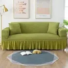 Seersucker Skirt Cover Elastic Universal Couch Cover Slipcovers 1/2/3/4 Seater