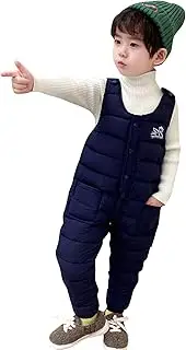 [Generic] Baby Boy Clothes Winter Child Kids Toddler Toddler Infant Baby Boys Girls Sleeveless Solid Jumpsuit Cotton Wadded Suspender Ski Bib Pants Overalls Trousers Outfit Clothes Toddler (Navy, 12-18 Months)