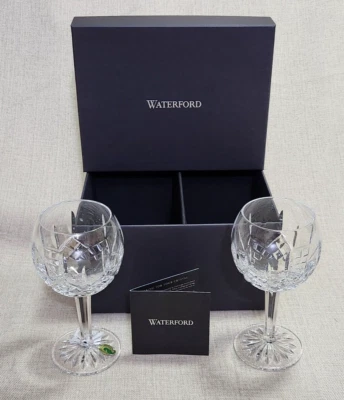 WATERFORD CRYSTAL 11.5 OZ LISMORE BALLOON WINE GOBLETS X 2 GLASSES NEW WITH BOX