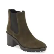 NEW $400 Vince Henderson Weatherproof Suede Chelsea Ankle Boot Army Green Size 7