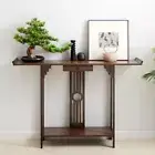2 Tier Bamboo Console Table Sofa Table Desk Plants Bonsais Display Shelves Table