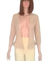 BANANA REPUBLIC XS S Cardigan Alpaca Wool Sweater Open Crochet Fairy Beige NWT