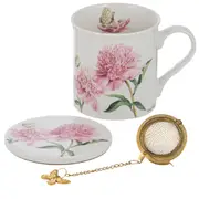 Ashdene Jenny's Garden Pink Peony Tea Cup/Coaster w/ Charm Gift Set Assorted