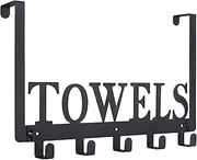 Over The Door Hooks, Towel Holder for Bathroom, Door Mount Towel Rack Towel Hooks for Bedroom Kitchen Pool Beach Towels Bathrobe Wall Mount Hang on The Door Cabinet Cupboard Metal Sandblasted (Black)