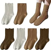 [FUIPVGI] 6 Pairs of Women's Socks, Fits Perfectly Breathable Socks, Women's Crew Socks, Bamboo Socks, Premium Cotton Knitted Socks, for Sports, Leisure, Parties (3 Colours, One Size)