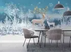 3D Reindeer Snowflake Winter Self-adhesive Removeable Wallpaper Wall Mural